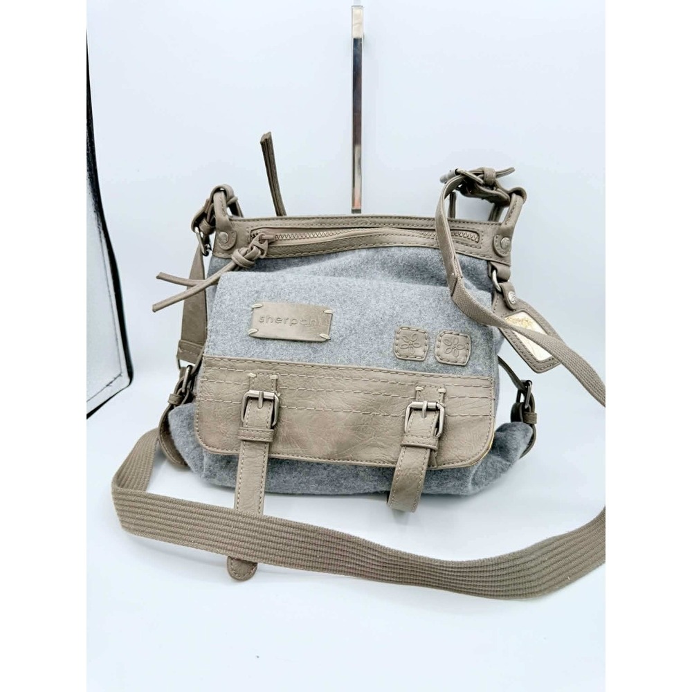 Sherpani "Luna" Grey Wool/Felt Crossbody Bag
